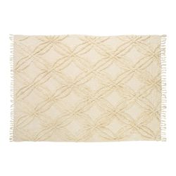 Couverture en coton beige, 130 x 170 x 1 cm | Ayana