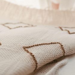 Couverture en coton beige, 130 x 170 x 1 cm | Lyre