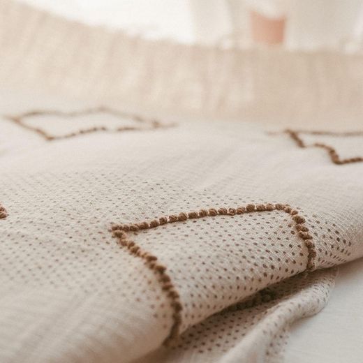 Couverture en coton beige, 130 x 170 x 1 cm | Lyre
