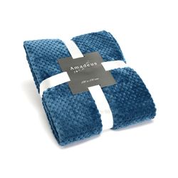 Couverture en polyester bleu, 130 x 0,5 x 170 cm | damier