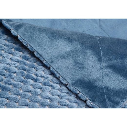 Couverture en polyester bleu, 130 x 0,5 x 170 cm | damier