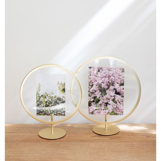 Fotolijst van ijzer en glas in goud, 26 x 10 x 26/30 cm | eindeloos