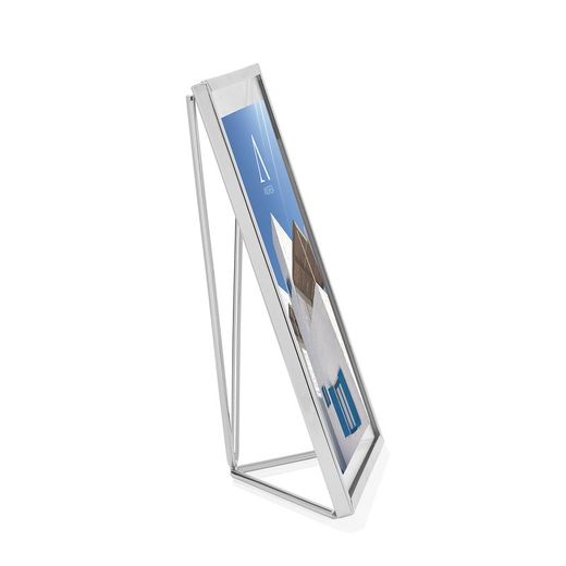 Fotolijst van zilver metaal en glas, 13 x 18 x 6 cm