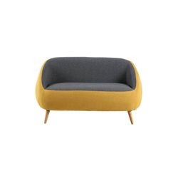 MARPE - Mustard / gray two-tone upholstered sofa with armrests, 142.5 x 83.5 x 75.5 cm