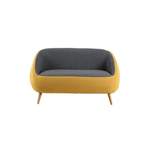 MARPE - Mustard / gray two-tone upholstered sofa with armrests, 142.5 x 83.5 x 75.5 cm