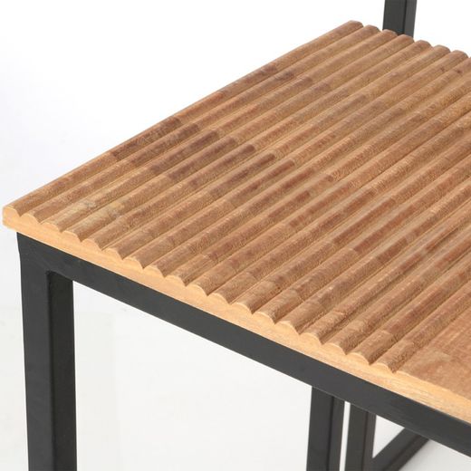 MARTELE-Zestaw 2 czarnych i naturalnego drewna i metalowych konsoli, 43x141x81 cm