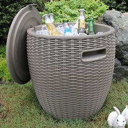 Mesa de centro nevera de Jardín Resina Beige, 35,7 L