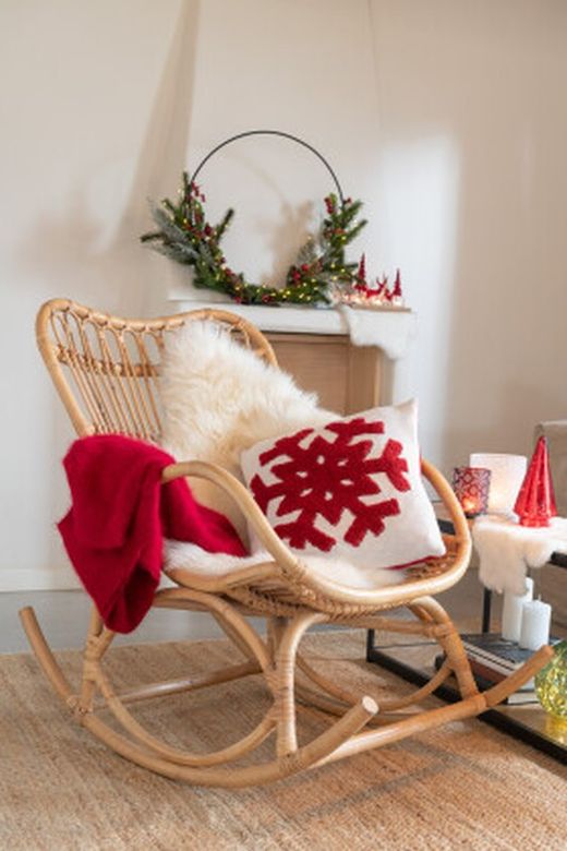 Chaise à bascule en osier, 112x70x94cm