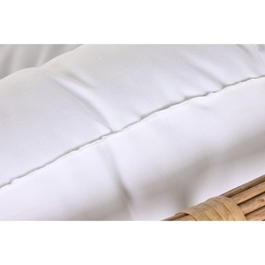 Fotel bujany z rattanu syntetycznego i stali w kolorze naturalnym i białym, 108 x 108 x 80 cm | Strona morska