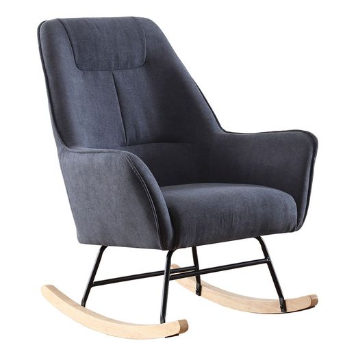 Mecedora de tejido y madera gris/natural, 77 x 88 x 97 cm | Rocker