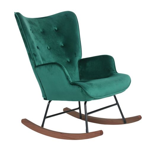 Chaise à bascule en velours vert émeraude Valeria, 67x87x88 cm
