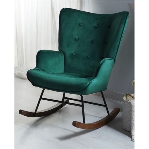 Valeria Emerald Green Velvet Rocking Chair, 67x87x88 cm