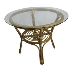 Conjunto de exterior de comedor 4 plazas Ratán Natural/Blanco