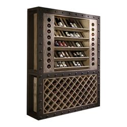 MERLOT I-Natural und schwarzer Flaschenschrank, 33x160x220 cm