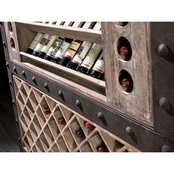 MERLOT I-Natural und schwarzer Flaschenschrank, 33x160x220 cm