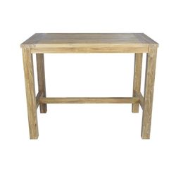 Table à manger haute d'extérieur en bois de teck recyclé naturel, 140 x 80 x 110 cm | Tamou