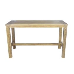 Table à manger haute d'extérieur en bois de teck recyclé naturel, 200 x 80 x 110 cm | Tamou