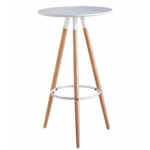 Mesa alta em madeira de faia branca e natural, 60 x 60 x 105 cm | Nova Otília