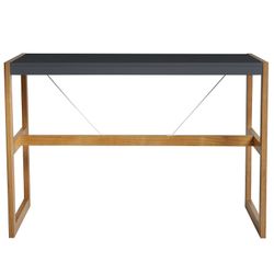Mesa alta de madera gris antracita y roble, 140 x 70 x 104 cm