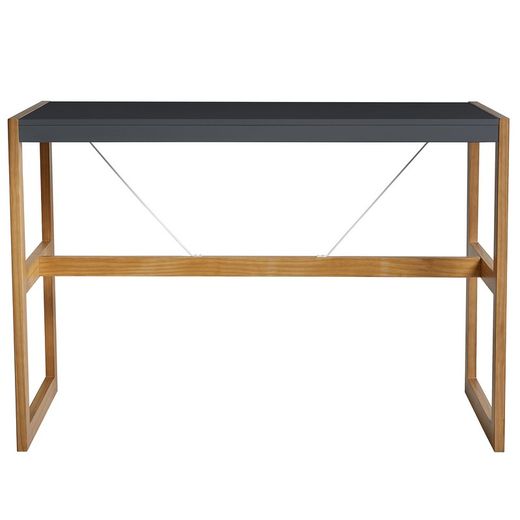 Mesa alta de madera gris antracita y roble, 140 x 70 x 104 cm