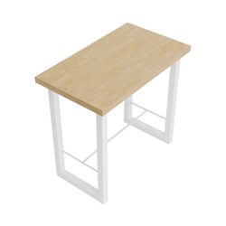 Mesa alta de madera y metal en natural y blanco, 120 x 70 x 100 cm | Loft 120