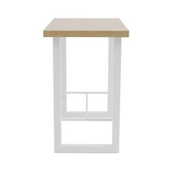 Mesa alta de madera y metal en natural y blanco, 120 x 70 x 100 cm | Loft 120