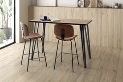 Tavolo alto in legno e metallo nei colori naturale e nero, 140 x 70 x 100,5 cm | sindi