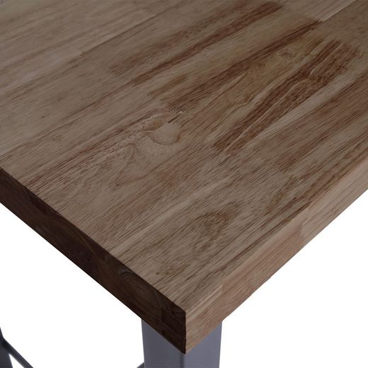 Hoge tafel donker naturel/zwart hout en metaal, 120 x 70 x 100 cm | zolder