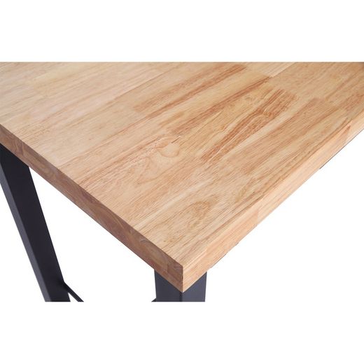 Eiken en metalen hoge tafel in licht naturel en zwart, 120 x 70 x 100 cm | zolder