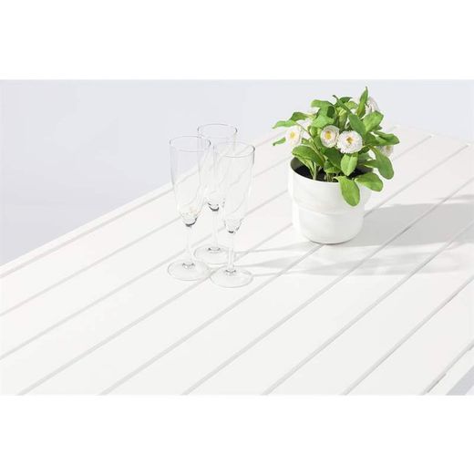 Table haute de jardin en aluminium blanc, 160 x 70 x 106 cm | Orick
