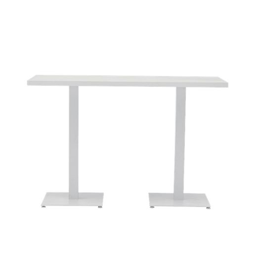 Table haute de jardin en aluminium blanc, 160 x 70 x 106 cm | Orick