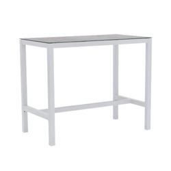 Table haute de jardin en aluminium blanc et gris, 130 x 70 x 106 cm | Méridien