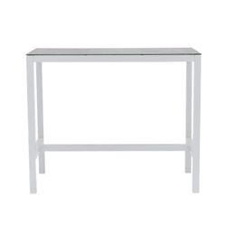 Table haute de jardin en aluminium blanc et gris, 130 x 70 x 106 cm | Méridien
