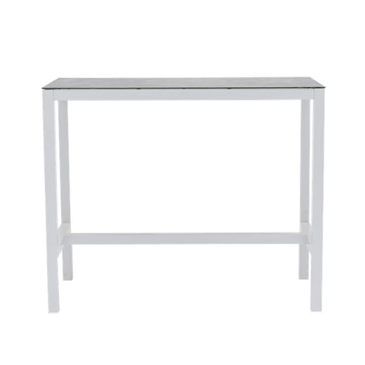 Table haute de jardin en aluminium blanc et gris, 130 x 70 x 106 cm | Méridien