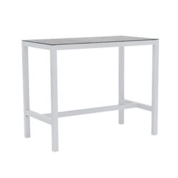 Table haute de jardin en aluminium blanc et gris, 130 x 70 x 106 cm | Méridien