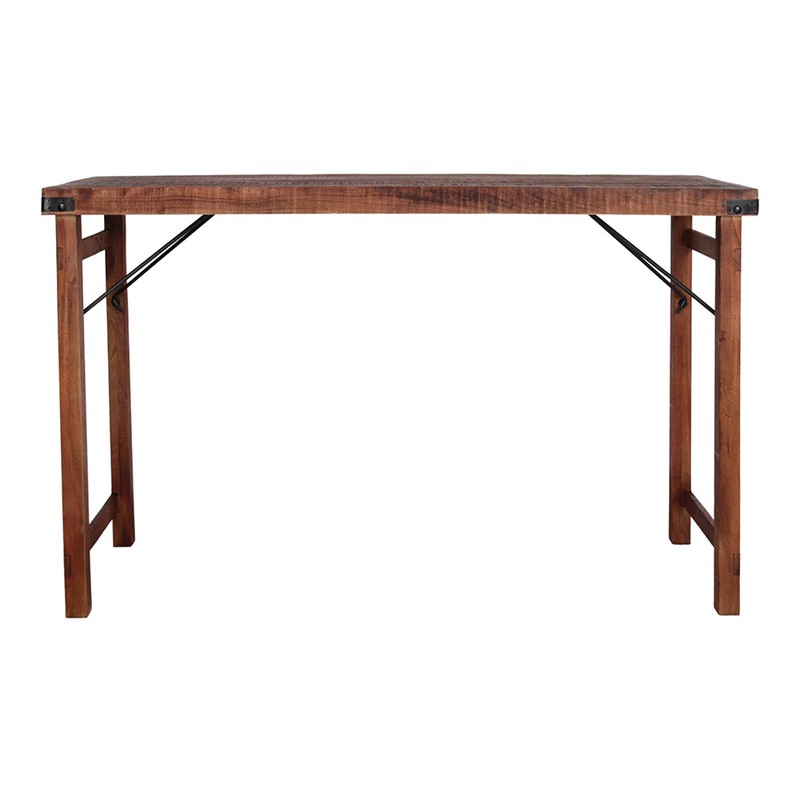 Table haute pliante en bois tropical naturel, 175 x 59 x 107 cm