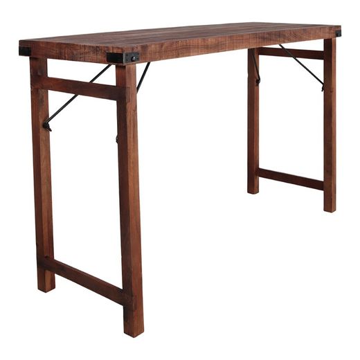 Folding high table made of tropical wood in natural, 175 x 59 x 107 cm | Bosco