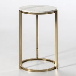 Mesa de Apoio 38x40x60 Mármore Branco / Metal Dourado