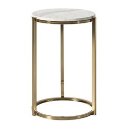 Mesa de Apoio 38x40x60 Mármore Branco / Metal Dourado