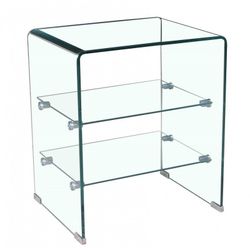 Tavolino Cartago in Vetro Curvato, 50x40x58 cm