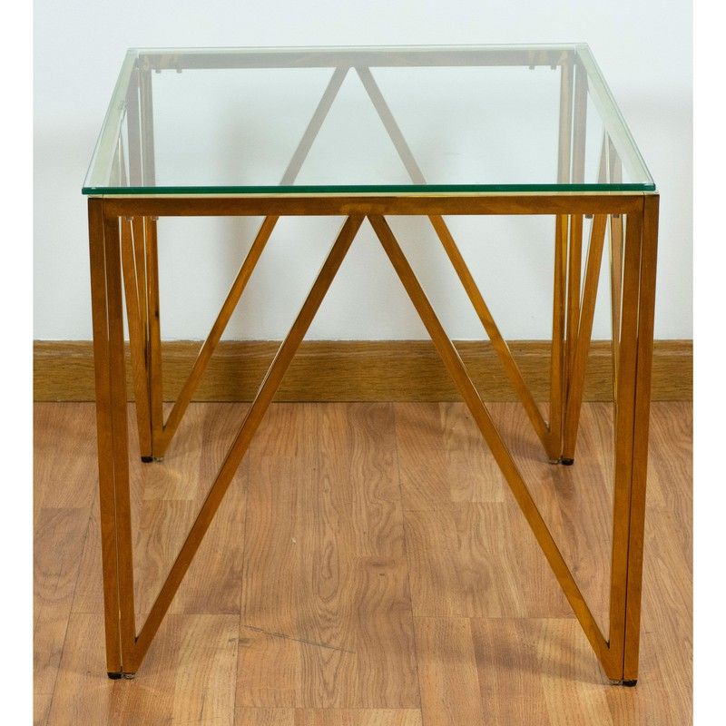 Side table glass and golden steel ø55 x 55 cm — Qechic