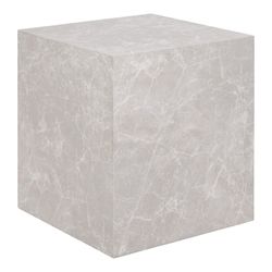 Table d'appoint carrée en bois effet marbre beige, 40 x 40 x 45 cm | Prague