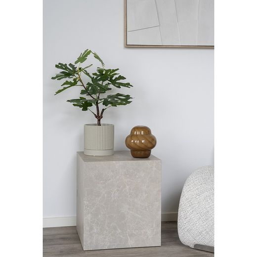 Table d'appoint carrée en bois effet marbre beige, 40 x 40 x 45 cm | Prague