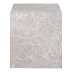 Table d'appoint carrée en bois effet marbre beige, 40 x 40 x 45 cm | Prague