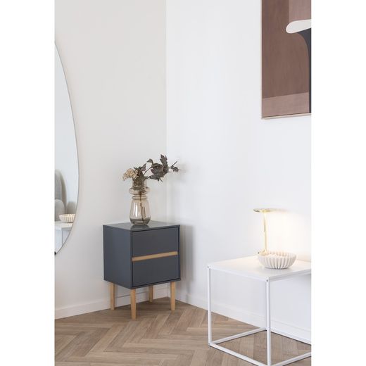 Square side table made of wood and steel in white, 45 x 45 x 45 cm | Vita