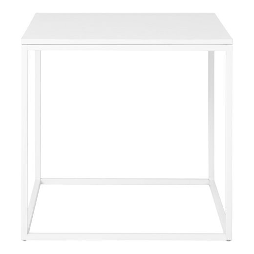 Square side table made of wood and steel in white, 45 x 45 x 45 cm | Vita