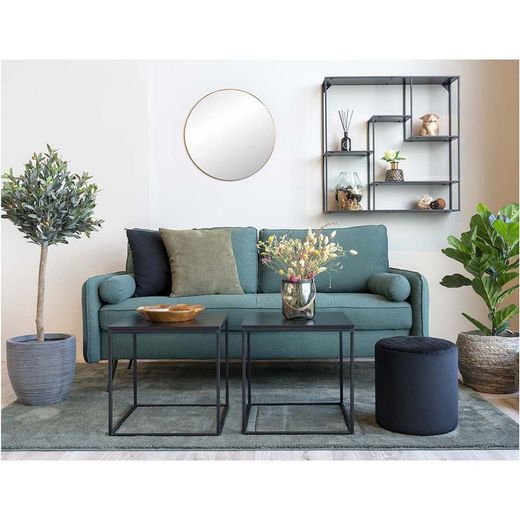 Square side table made of wood and steel in black, 45 x 45 x 45 cm | Vita