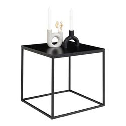 Square side table made of wood and steel in black, 45 x 45 x 45 cm | Vita