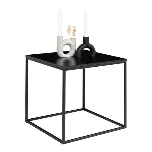 Square side table made of wood and steel in black, 45 x 45 x 45 cm | Vita