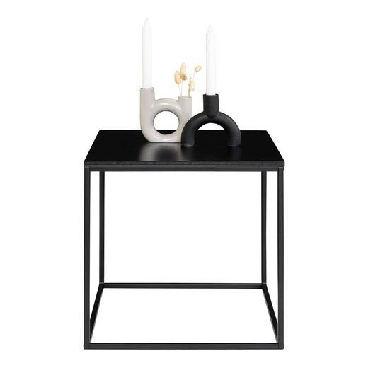 Square side table made of wood and steel in black, 45 x 45 x 45 cm | Vita